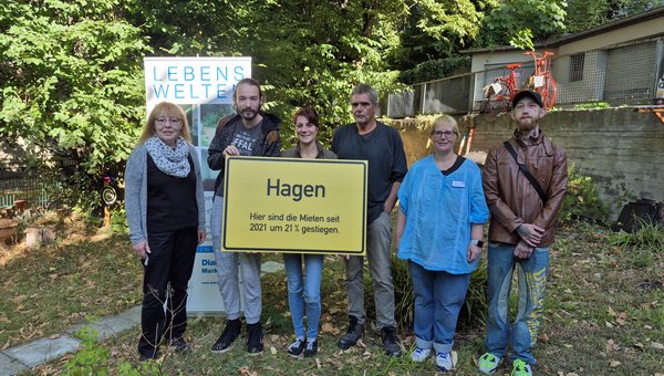 Um auf die Steigerung der Mieten in Hagen hinzuweisen, beteiligte sich auch die Wohnungslosenhilfe der Diakonie Mark-Ruhr an einer Fotoaktion