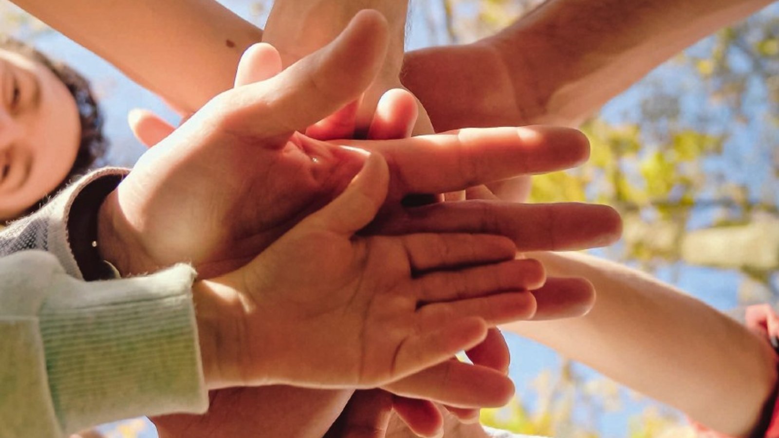 Headerbild Netzwerk Essstörungen - viele Hände übereinander